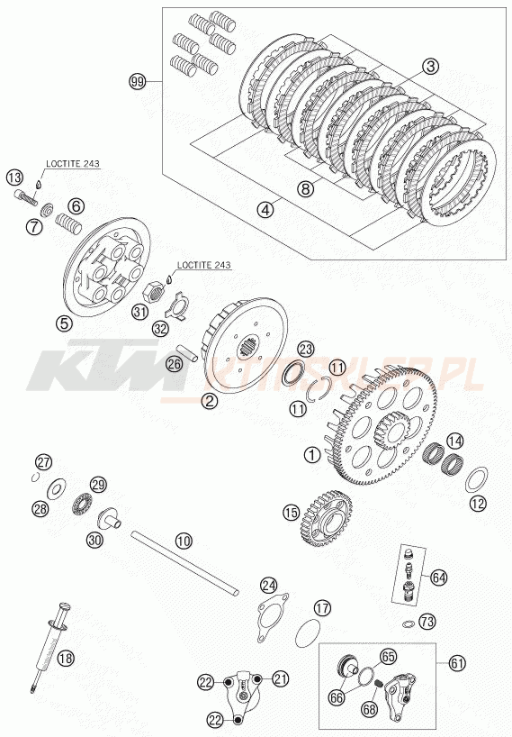 Schemat "sprzęgło" do KTM 450 EXC