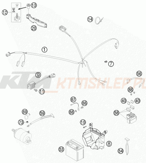 Schemat "wiązka elektryczna" do KTM 300 XC-W