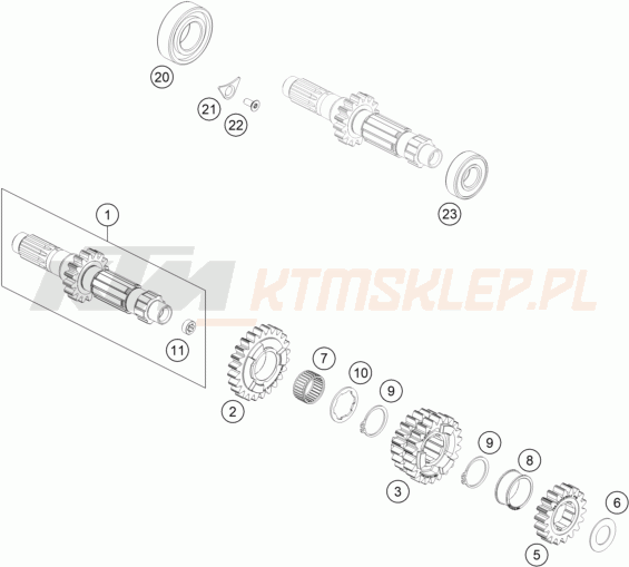 Schemat "TRANSMISSION I - MAIN SHAFT" do KTM 450 SX-F FACTORY EDITION