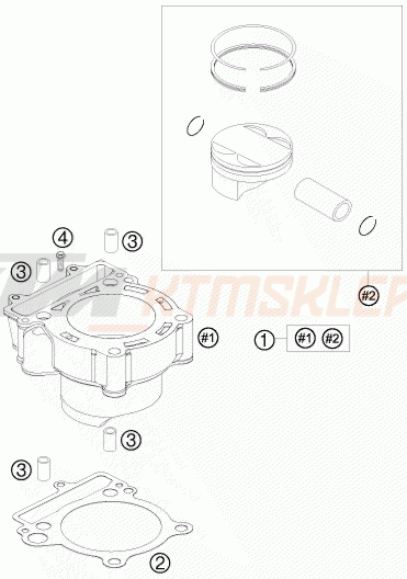 Schemat "cylinder" do KTM 250 SX-F