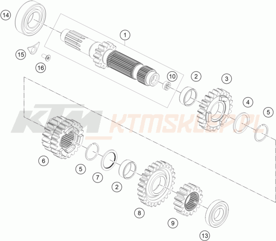 Schemat "TRANSMISSION I - MAIN SHAFT" do KTM 250 EXC CHAMPION EDITION