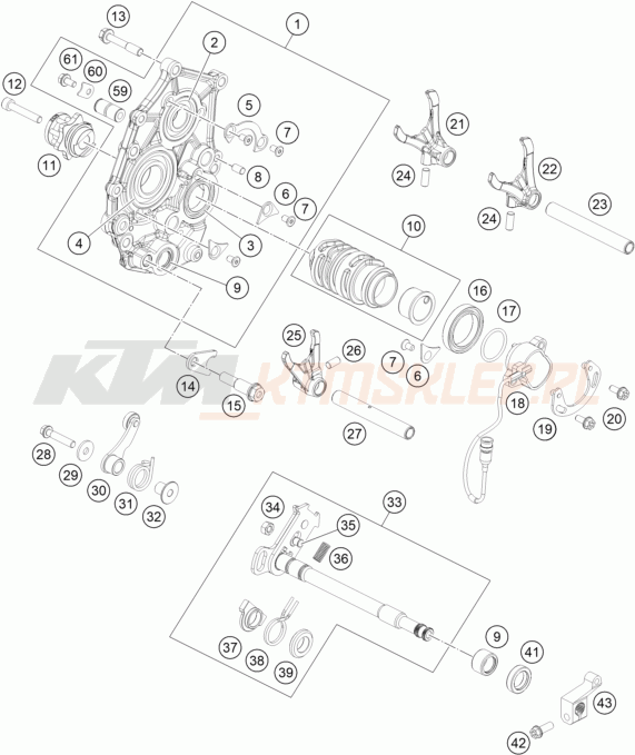 Schemat "skrzynia biegów-automat zmieniający " do KTM RC 250 R
