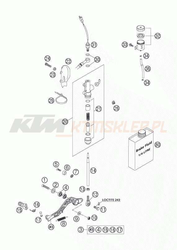 Schemat "tył hamulec - pompa" do KTM 640 DUKE II LIMITED ED