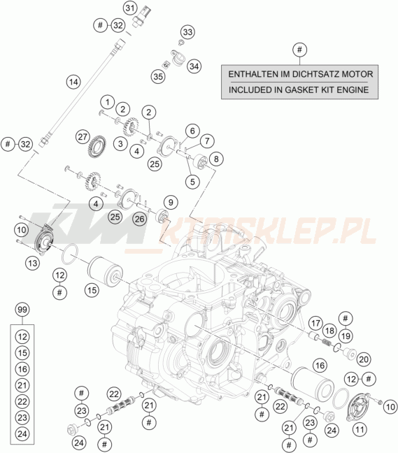 Schemat "smarowanie silnika" do KTM 690 Enduro R