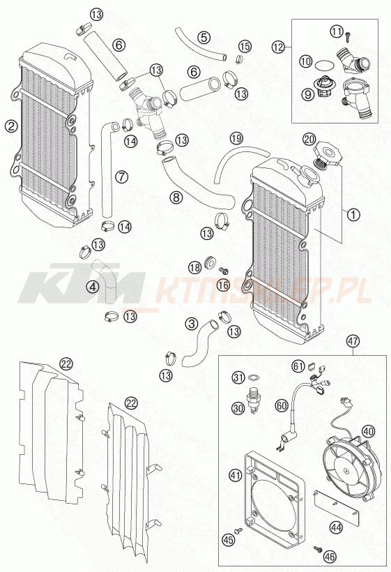 Schemat "układ chłodzenia" do KTM 450 EXC RACING