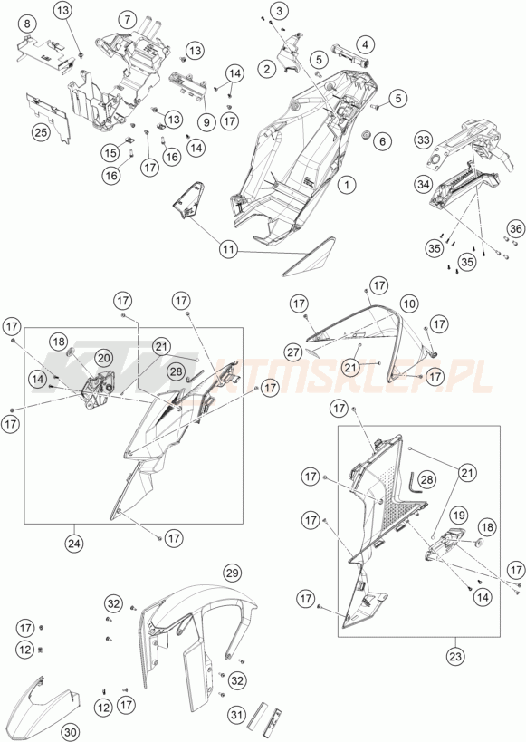 Schemat "czasza, błotniki" do KTM 1390 SUPER DUKE R