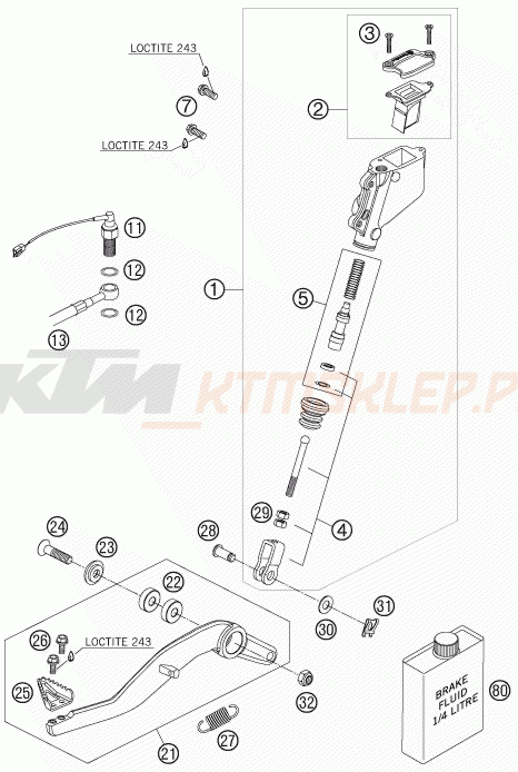 Schemat "tył hamulec - pompa" do KTM 950 SUPERMOTO