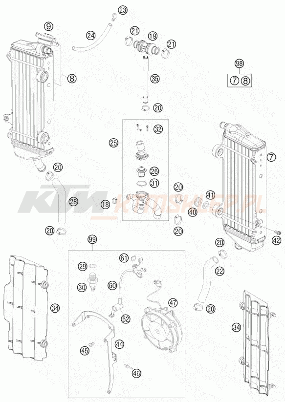 Schemat "układ chłodzenia" do KTM 250 EXC-F SIX DAYS