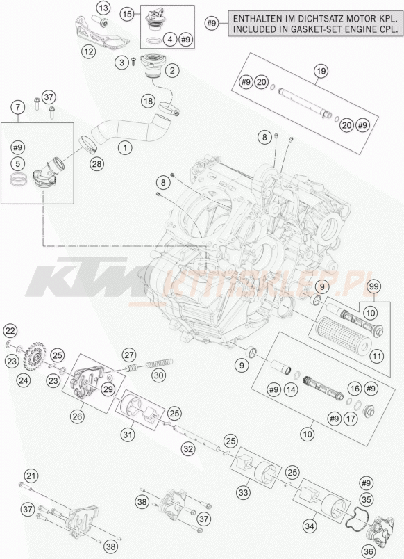 Schemat "smarowanie silnika" do KTM 1050 ADVENTURE ABS