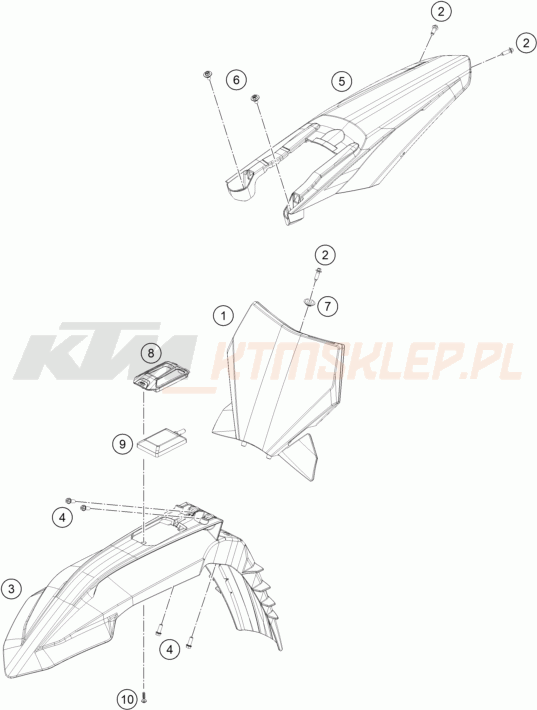 Schemat "czasza, błotniki" do KTM 250 SX-F ADAMO EDITION