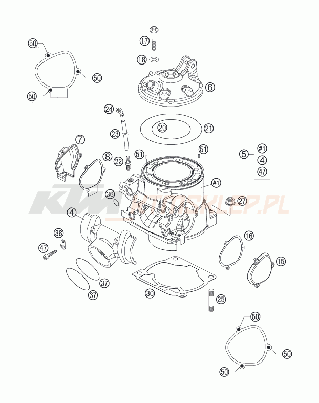 Schemat "cylinder, głowica" do KTM 250 XC-W