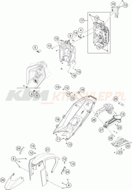 Schemat "czasza, błotniki" do KTM 990 DUKE