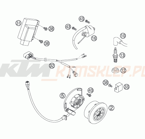 Schemat "układ zapłonowy" do KTM 250 XC