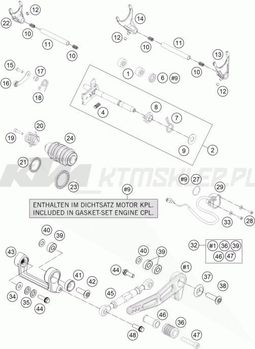 Schemat "skrzynia biegów-automat zmieniający " do KTM 1290 SUPERDUKE R ABS
