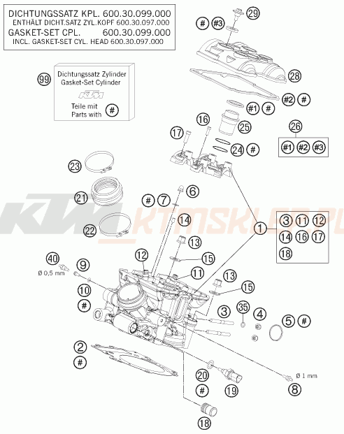 Schemat "głowica tył" do KTM 990 ADVENTURE ABS
