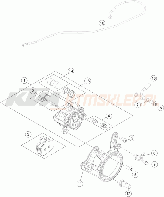 Schemat "hamulce- zacisk hamulcowy tył" do KTM 1290 SUPERDUKE R