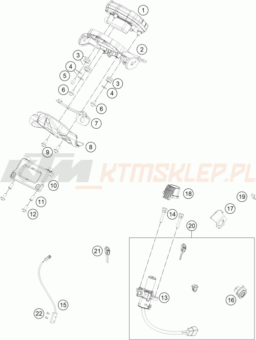 Schemat "system zabezpieczający" do KTM 200 DUKE, W/O ABS