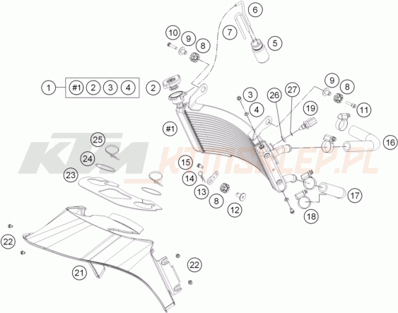 Schemat "układ chłodzenia" do KTM RC 250 R