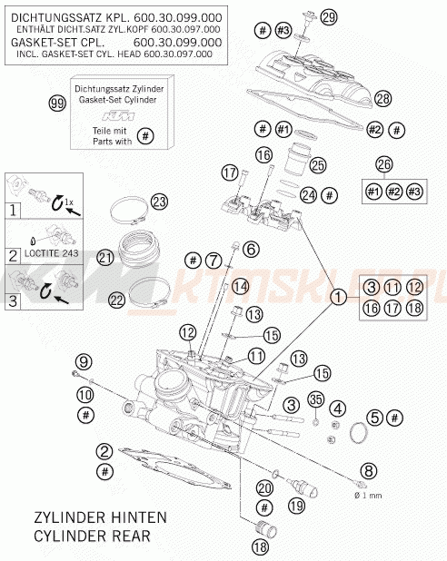 Schemat "głowica tył" do KTM 990 SUPERMOTO R