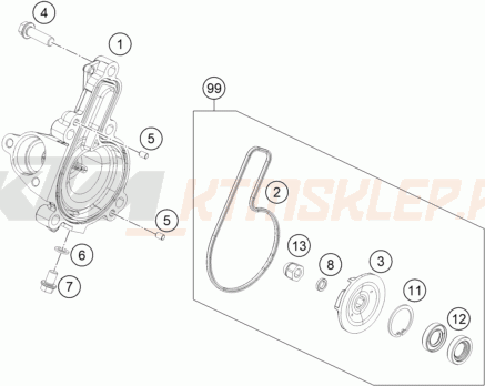 Schemat "pompa wody" do KTM RC 125 WHITE ABS