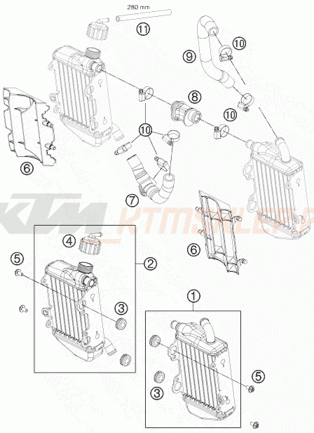 Schemat "układ chłodzenia" do KTM 65 SXS
