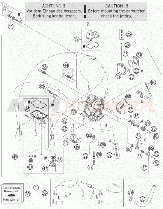 Schemat "gaźnik" do KTM 450 SX