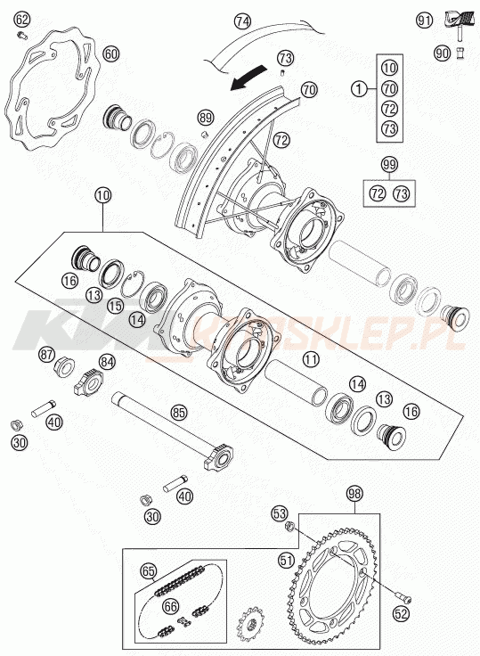Schemat "koło tył" do KTM 85 SXS 17/14