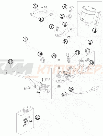 Schemat "Przedni hamulec" do KTM 990 SUPER DUKE-ME.