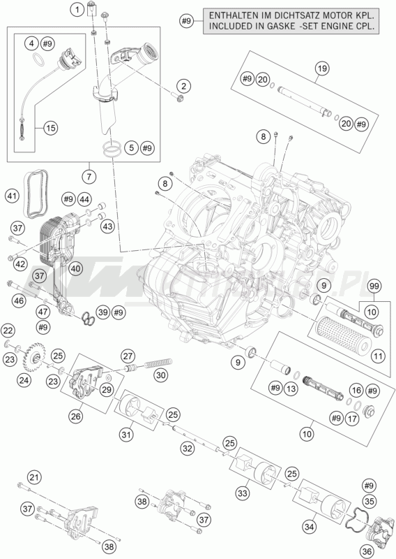 Schemat "smarowanie silnika" do KTM 1190 RC8 R