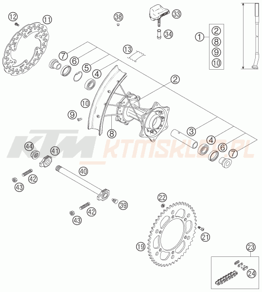 Schemat "koło tył" do KTM 400 EXC RACING