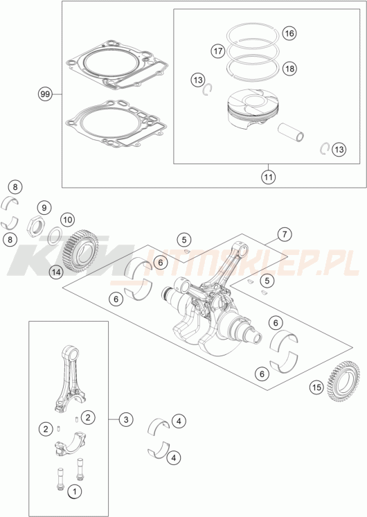 Schemat "wał korbowy, tłok" do KTM 1290 SUPER DUKE GT ABS