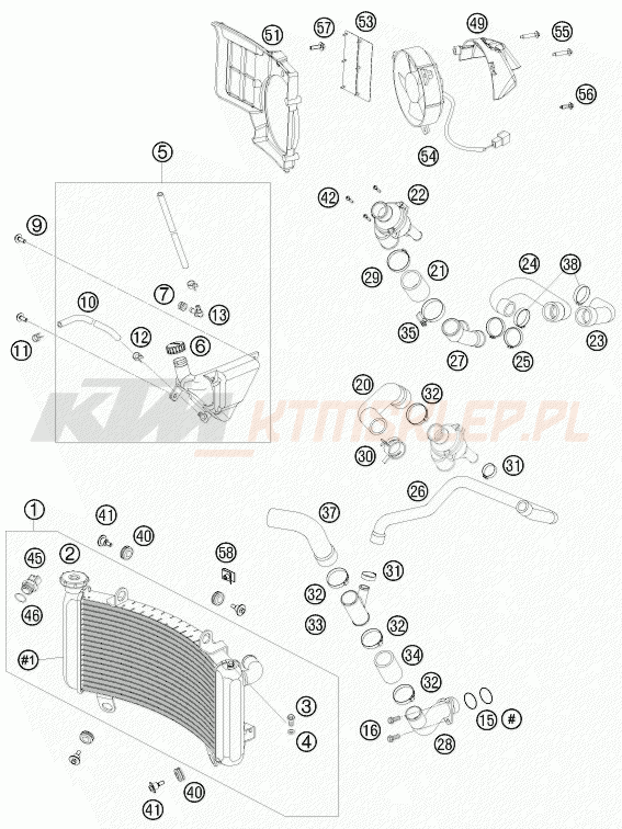 Schemat "układ chłodzenia" do KTM 990 SUPER DUKE R