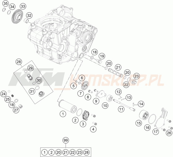 Schemat "smarowanie silnika" do KTM 450 EXC-F