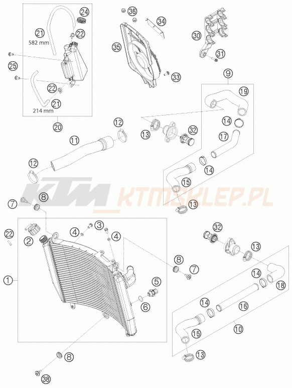 Schemat "układ chłodzenia" do KTM 1190 RC 8