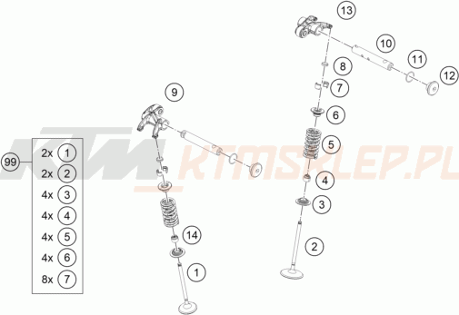 Schemat "zawory / rozrząd" do KTM 125 DUKE, blue - nHD