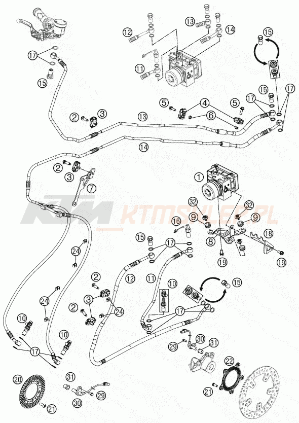 Schemat "system ABS " do KTM 990 SUPERMOTO T ABS