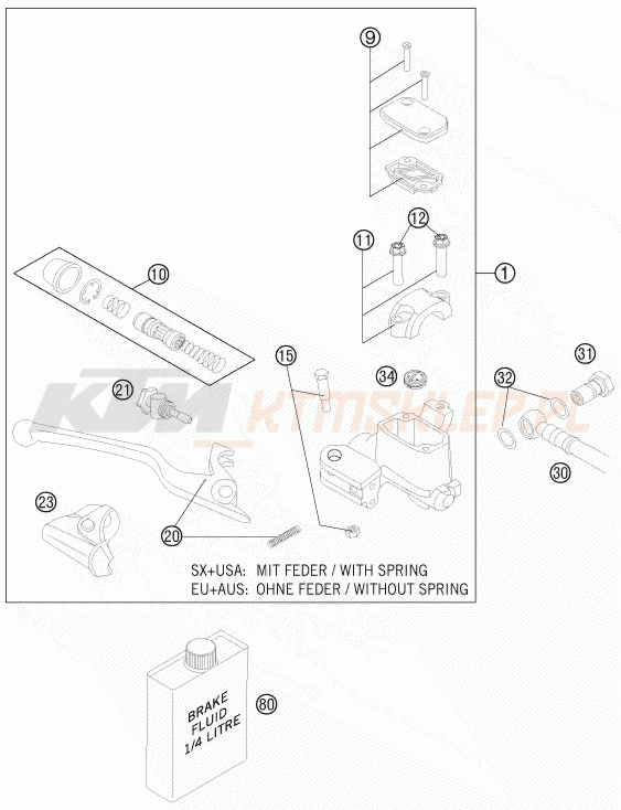 Schemat "Przedni hamulec" do KTM 125 SX