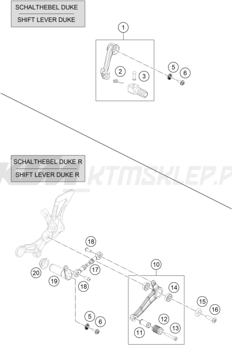 Schemat "dźwignia zmiany biegów" do KTM 690 DUKE