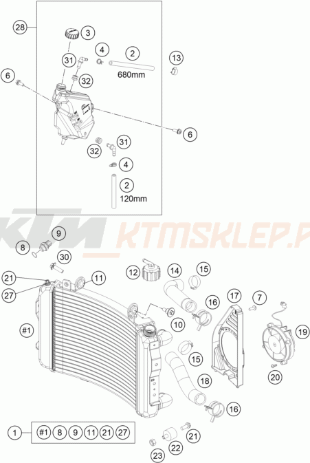 Schemat "układ chłodzenia" do KTM 690 DUKE R ABS