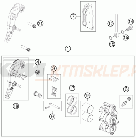 Schemat "zacisk hamulcowy + tarcza przód" do KTM 690 ENDURO R
