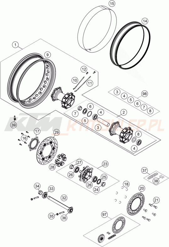Schemat "koło tył" do KTM 1190 ADVENTURE ABS WES.