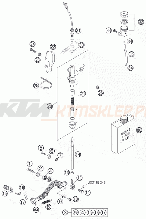Schemat "tył hamulec - pompa" do KTM 640 LC4 SUPERMOTO