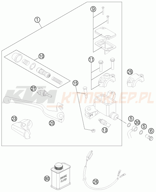 Schemat "przedni hamulec" do KTM 690 ENDURO R