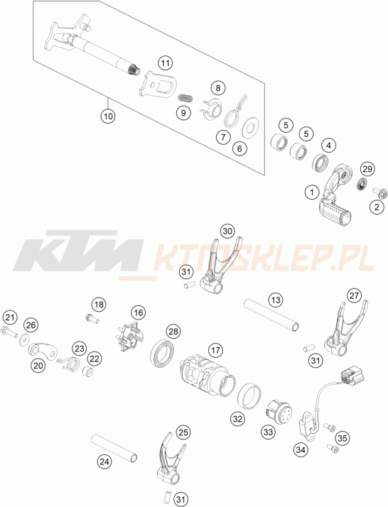 Schemat "skrzynia biegów-automat zmieniający " do KTM 450 SX-F
