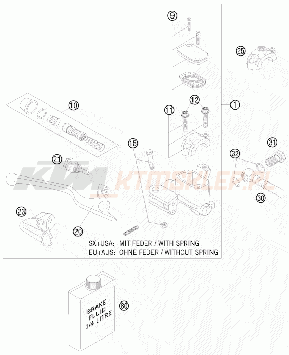 Schemat "Przedni hamulec" do KTM 200 EXC