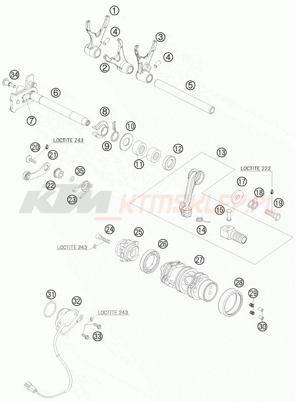 Schemat "skrzynia biegów-automat zmieniający " do KTM 690 SUPERMOTO PRESTIGE
