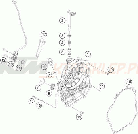 Schemat "pokrywa sprzęgła" do KTM 125 DUKE, blue