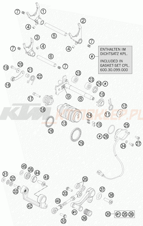 Schemat "skrzynia biegów-automat zmieniający " do KTM 990 SUPER DUKE BLACK
