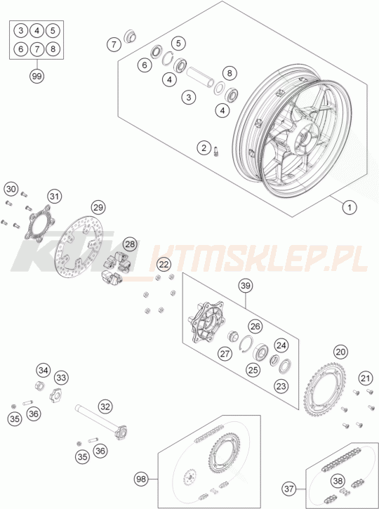 Schemat "koło tył" do KTM 690 DUKE ABS