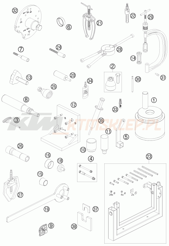 Schemat "Special tools (engine)" do KTM 690 DUKE